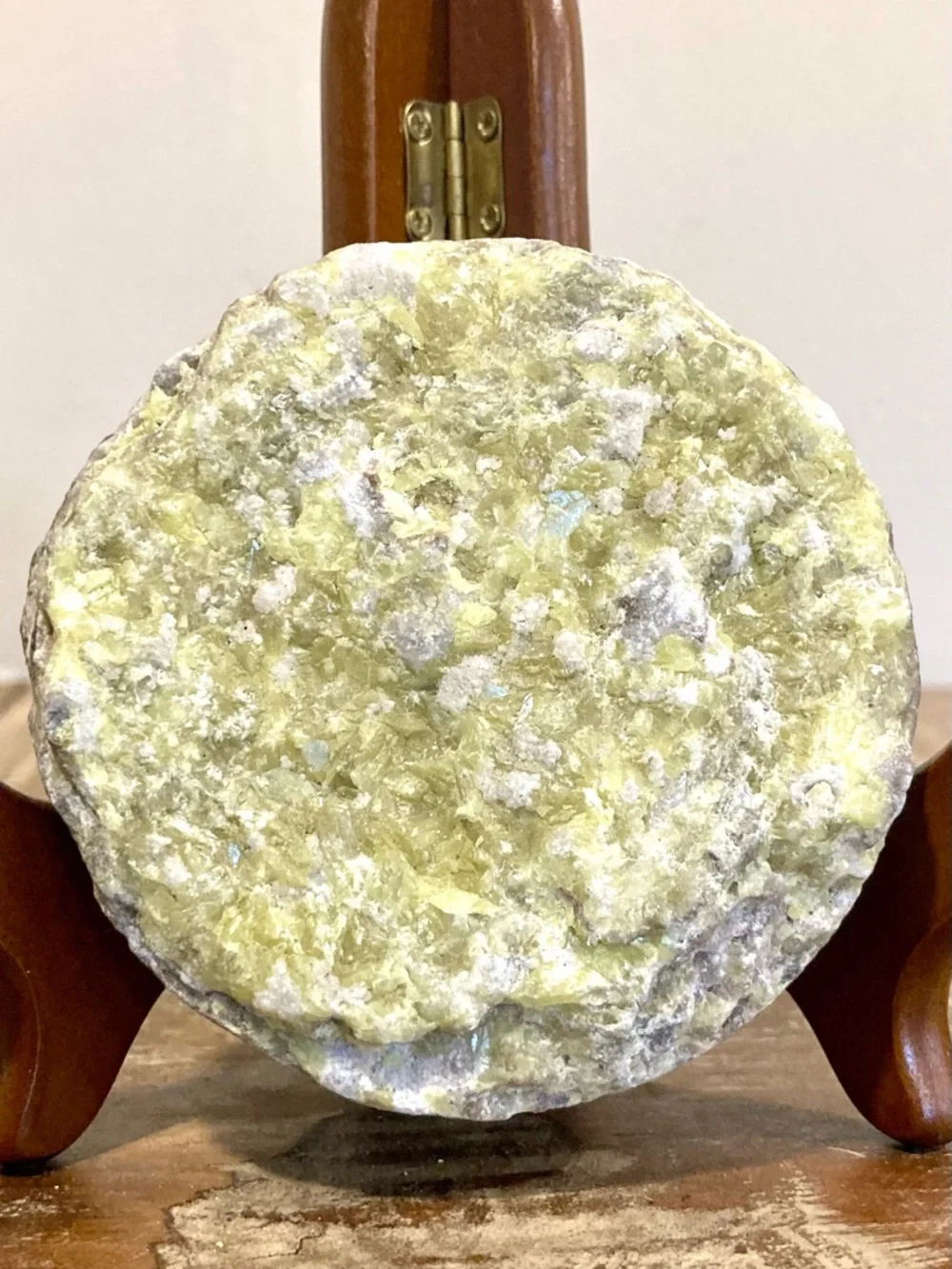Yellow Rock with Crystals Sulfur Smell 3.5” Across